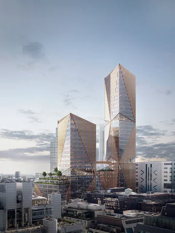 Numerous CAS Towers on a regeneration scheme in Broadgate, London